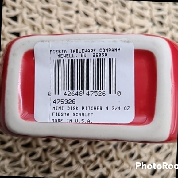 FIESTAWARE HLC Vintage Scarlet Mini Disc Pitcher 2011 Sticker Still Attached - Picture 5 of 5